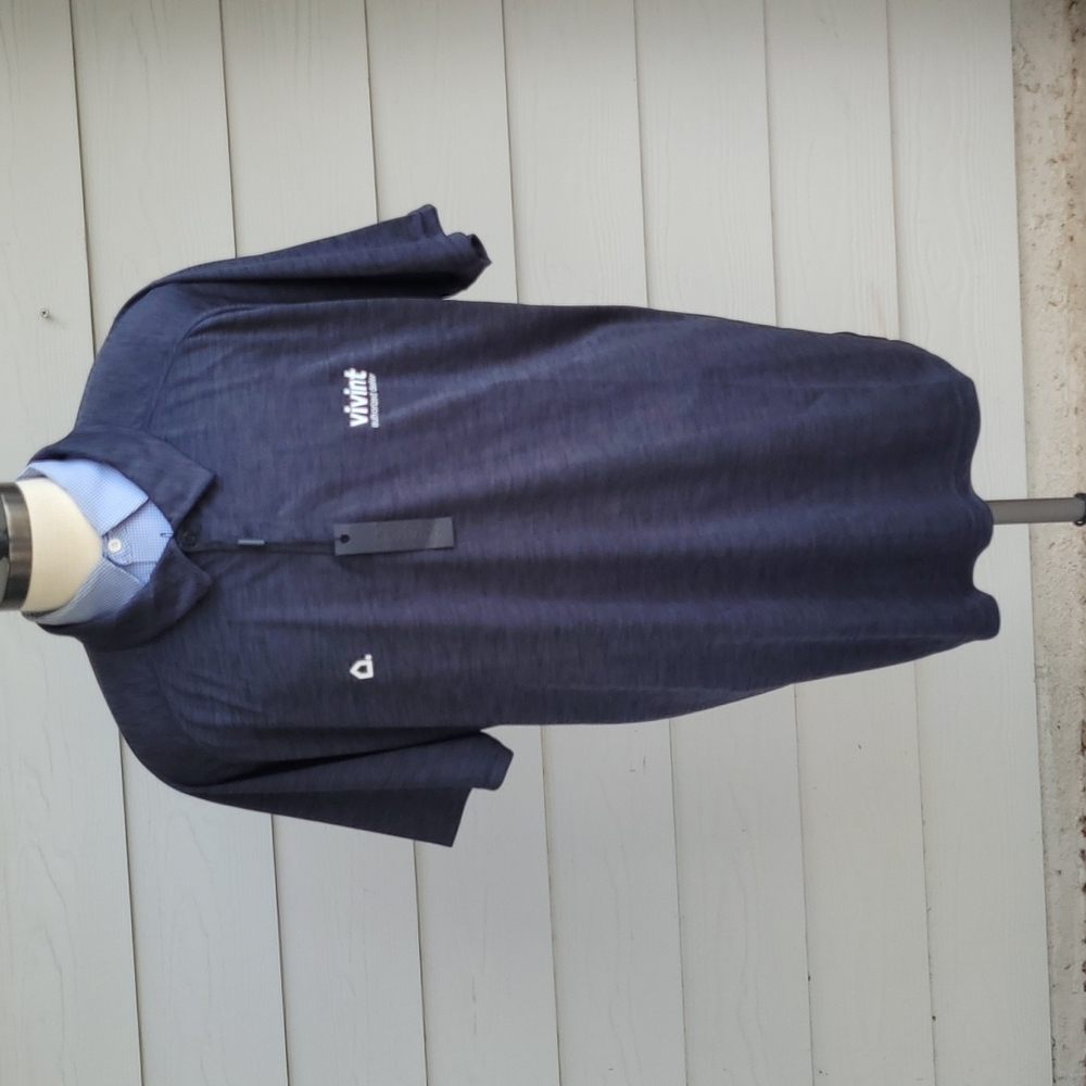 VIVINT Authorized Dealer Dark Grey Black Polyester Sz‎ 4XL Mens Polo Shirt NEW